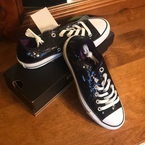 Converse black sequin oxfords